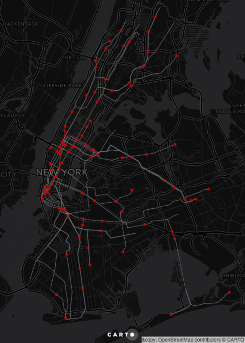 Map of all accessible subway stations in New York City