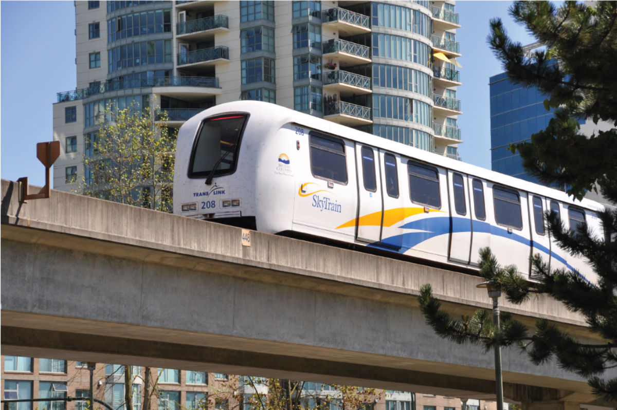 Skytrain on bridge in Vancouver B.C.