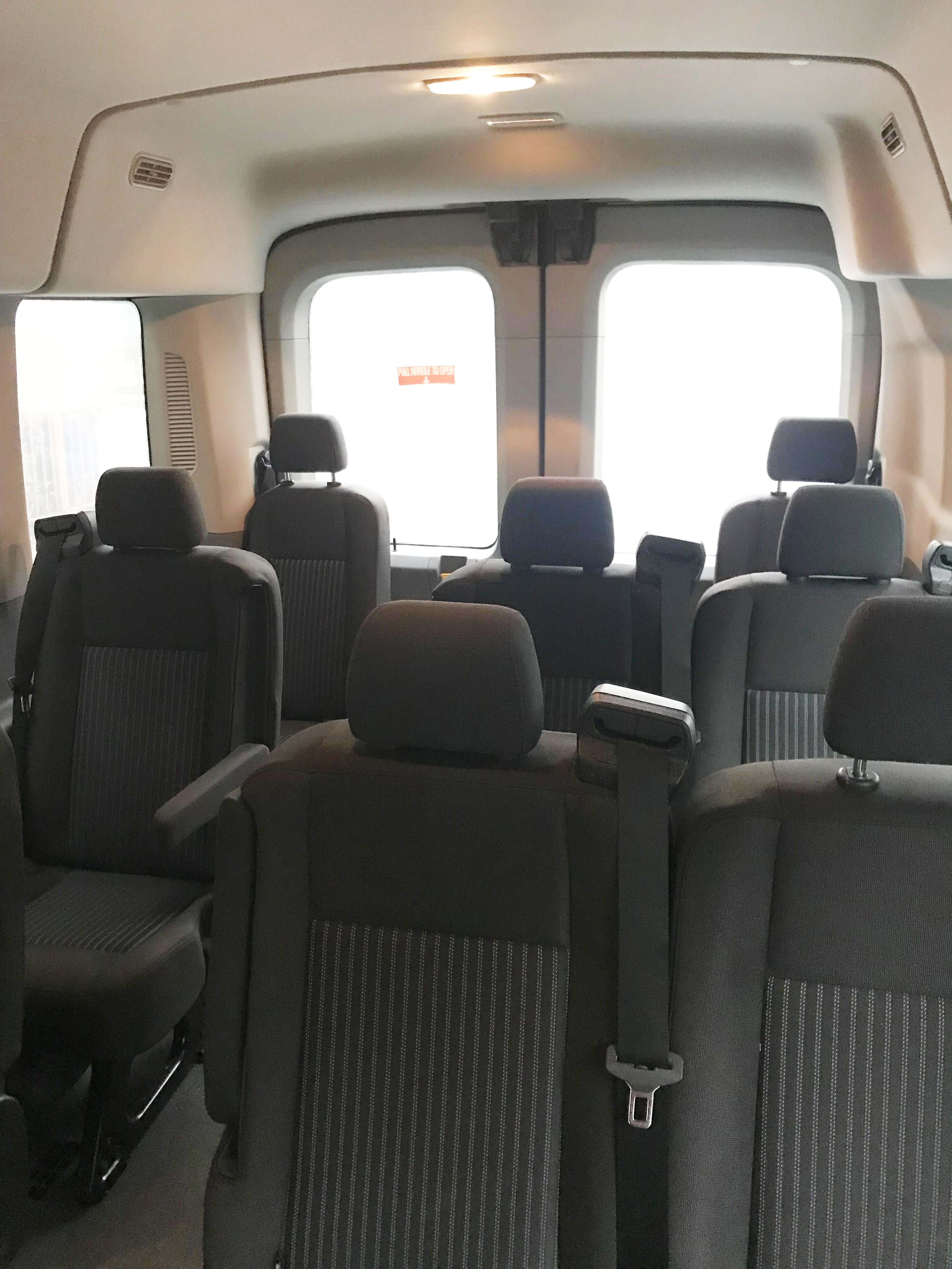Empty seats in a van