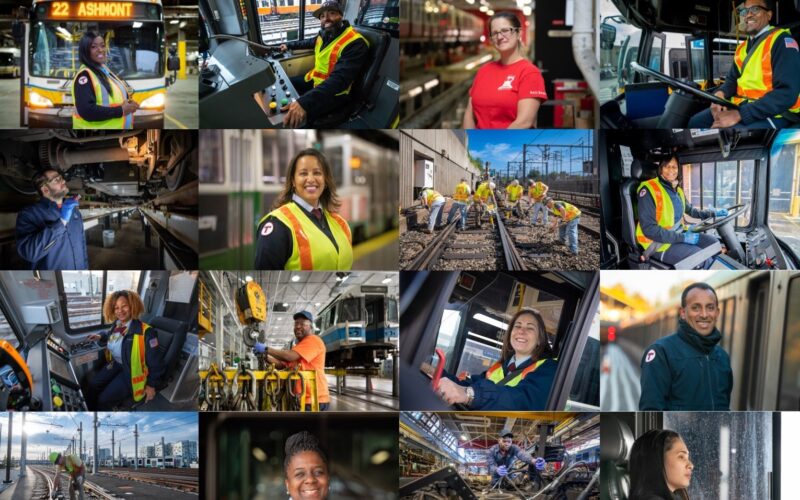 Collage photo of MBTA employees