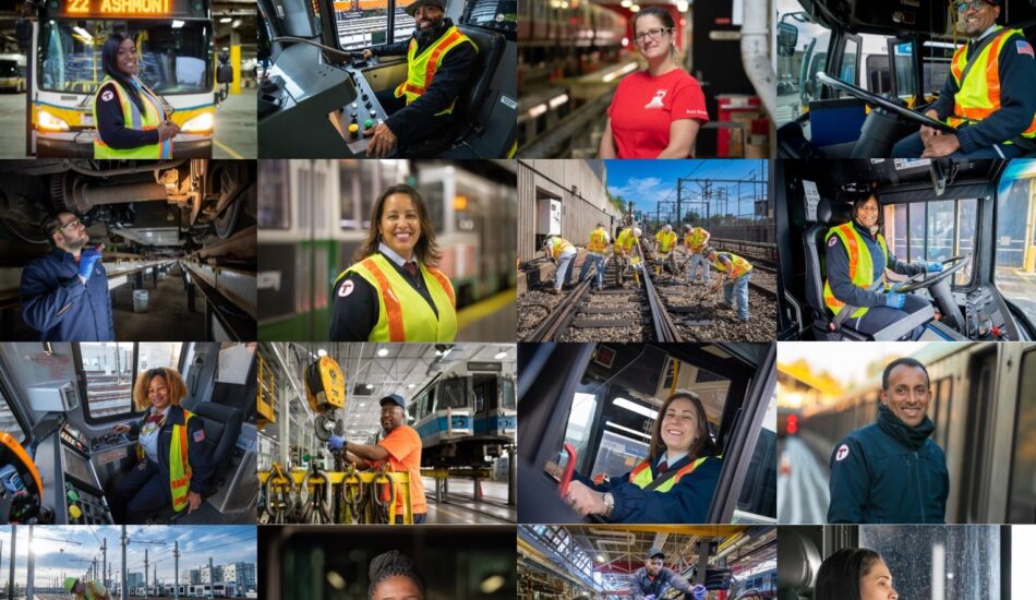 Collage photo of MBTA employees